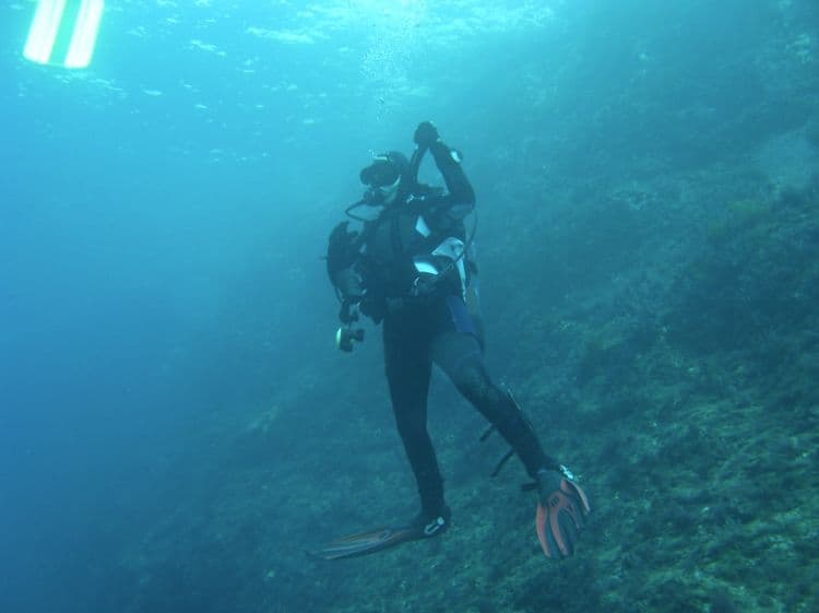 A diver ascending in Malta