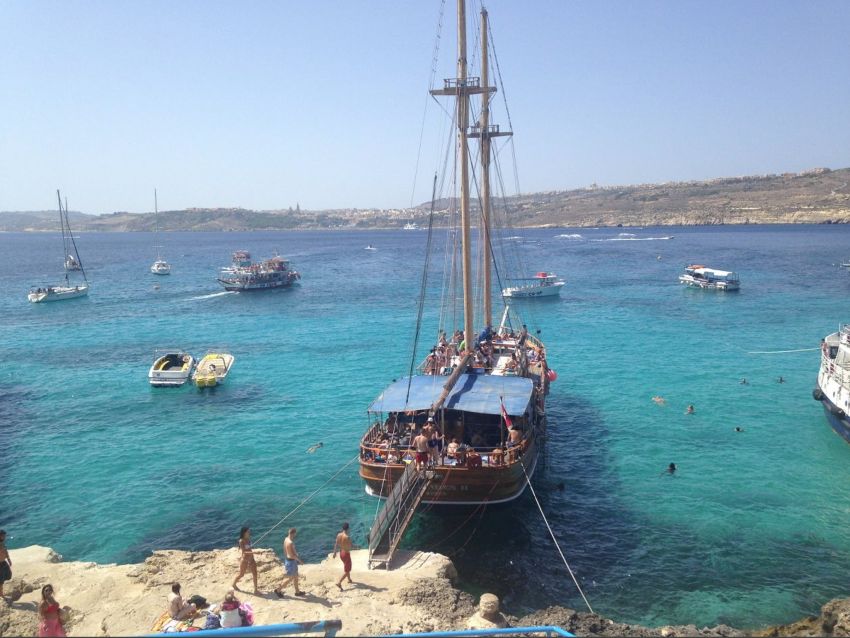 Day cruise boat near Blue Lagoon