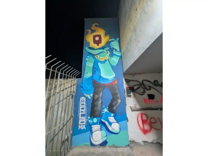 A robot or a boy wearing a mask, Malta Street Art