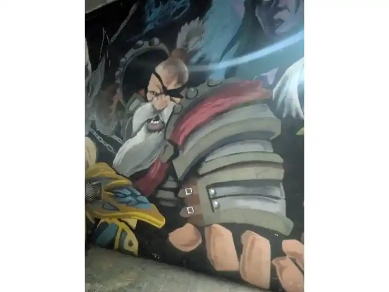 A large old moustached angry man, Malta street Art